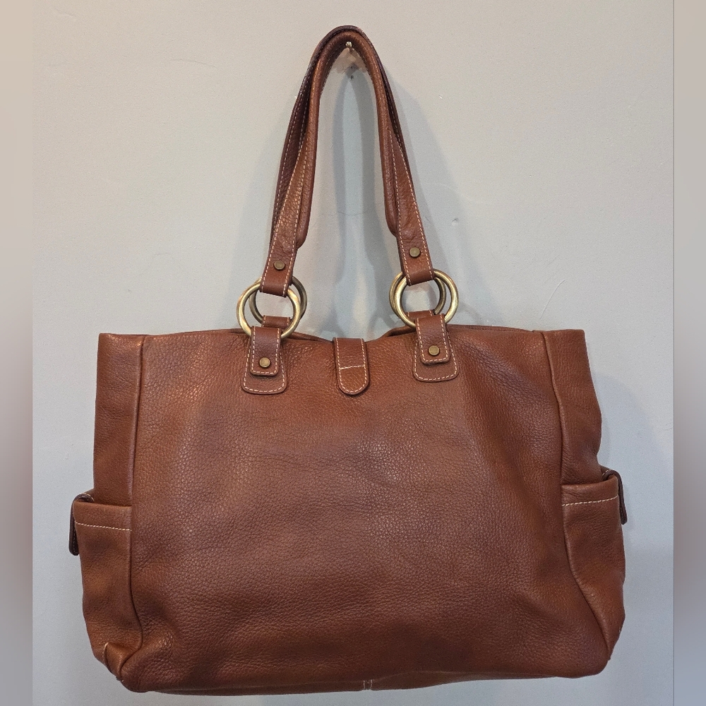 Claudia Firenze Brown Leather Shoulder Bag Purse Florence Italy Large Handbag - Picture 2 of 10